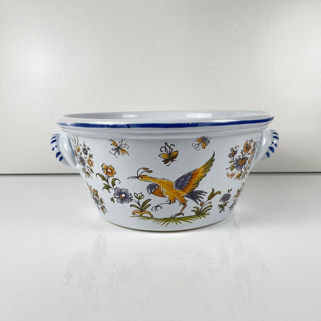 Large Hand-Painted Earthenware Salad Bowl by Mousiter, 1950s For Sale - Image 6 of 11