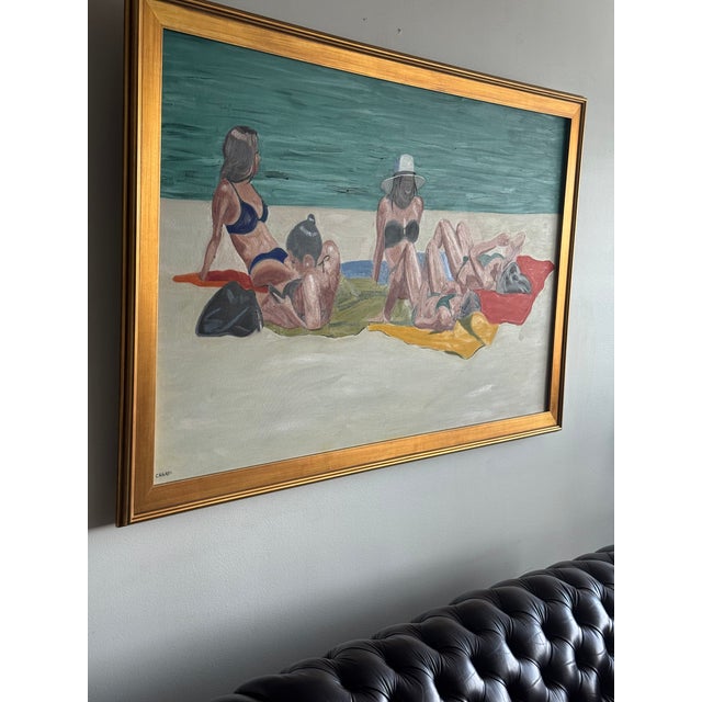 Contemporary Day at the Beach Contemporary Oil Painting For Sale - Image 3 of 10