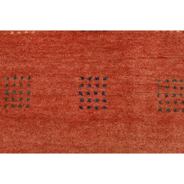 Red Gabbeh Runner 2'7'' X 9'10'' Red Wool Contemporary Hand-Knotted Rug For Sale - Image 8 of 12