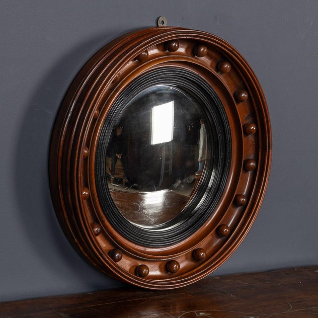 Black Antique Regency Mahogany Framed Convex Mirror, 19th Century For Sale - Image 8 of 10