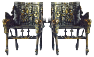 Antique Egyptian Brass Bookends, Set of 2