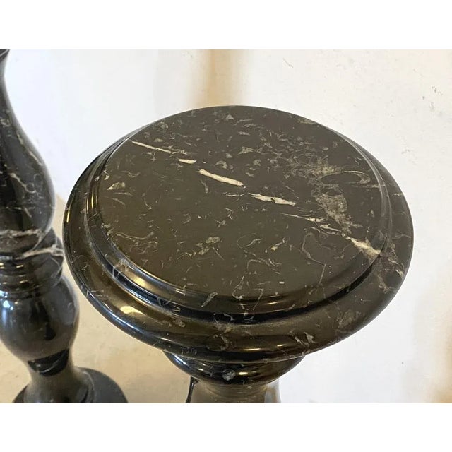 Stone Marquinia Black Marble Columns, Set of 2 For Sale - Image 7 of 10