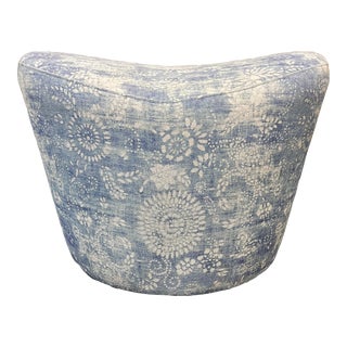 Cisco Home Polly Swivel Mark Indigo Ottoman For Sale