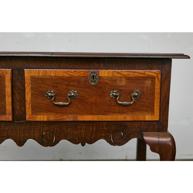19th Century English 19th Century Two-Toned Oak Server with Drawers and Carved Apron For Sale - Image 5 of 12