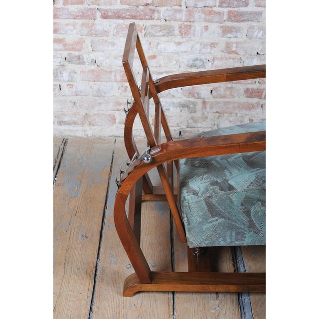 Textile Czech Art Deco Walnut and Chrome Reclining Armchair, 1930s For Sale - Image 7 of 18