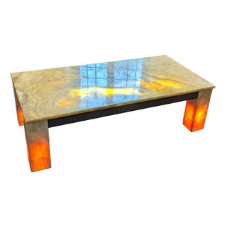 Solid Onyx Coffee Table with Built-in Lighting, Italy, 1970s For Sale