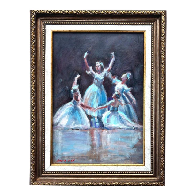 Framed Ballet Pas De Quatre Original Painting For Sale