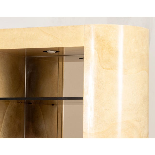 Karl Springer Style Faux Travertine Cabinet For Sale In New York - Image 6 of 12