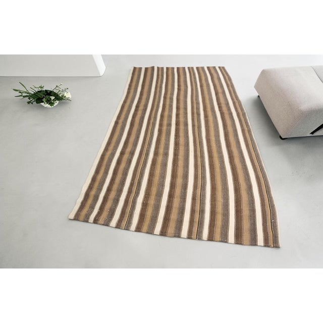 Turkish Oushak Anatolian Stripe Kilim Rug For Sale - Image 3 of 9