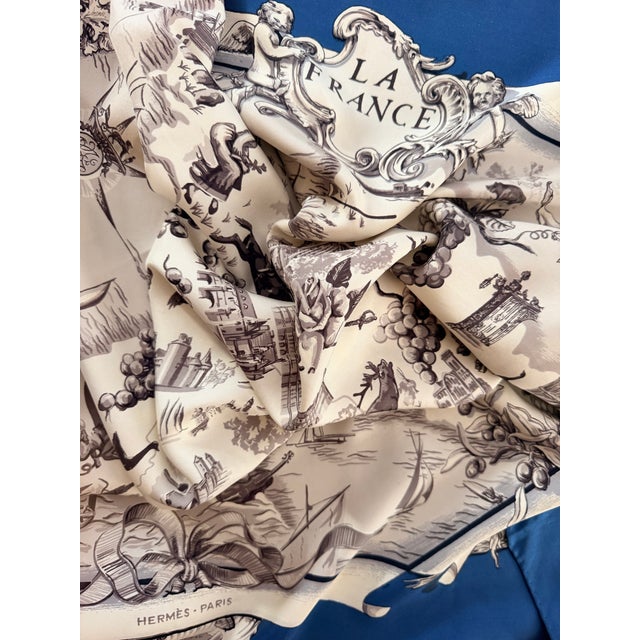 Textile Hermès La France 1959 Silk Scarf Designed by Françoise De La Perriere For Sale - Image 7 of 12