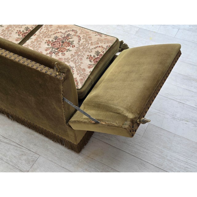 Danish 2-Seater Spanish Drop Arm Sofa in Furniture Velour, 1970s For Sale - Image 17 of 18