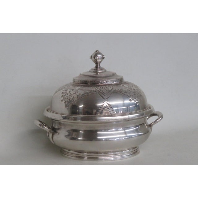 Silver Late 18th Century Meriden Britannia Silver Plated Handled Butter Dish Soup Tureen With Lid For Sale - Image 8 of 18