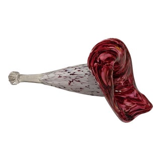 1980s Reclining Anthurium Hand Blown Glass Bud Vase For Sale