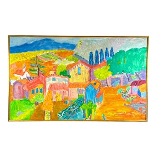 20th Century French Fauvist Painting of the Village De Ollioules, France For Sale