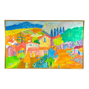 20th Century French Fauvist Painting of the Village De Ollioules, France