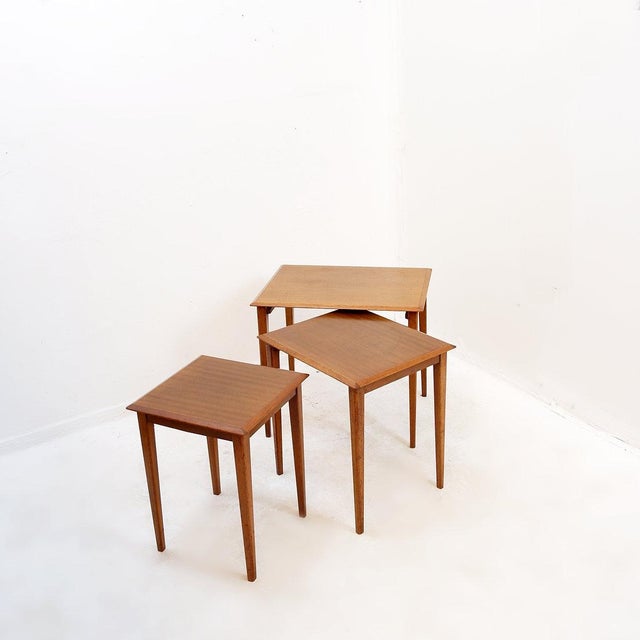 Scandinavian Mid-Century Furniture Dimensions of the largest of the three tables : 51x39cm H:45cm This set of three...