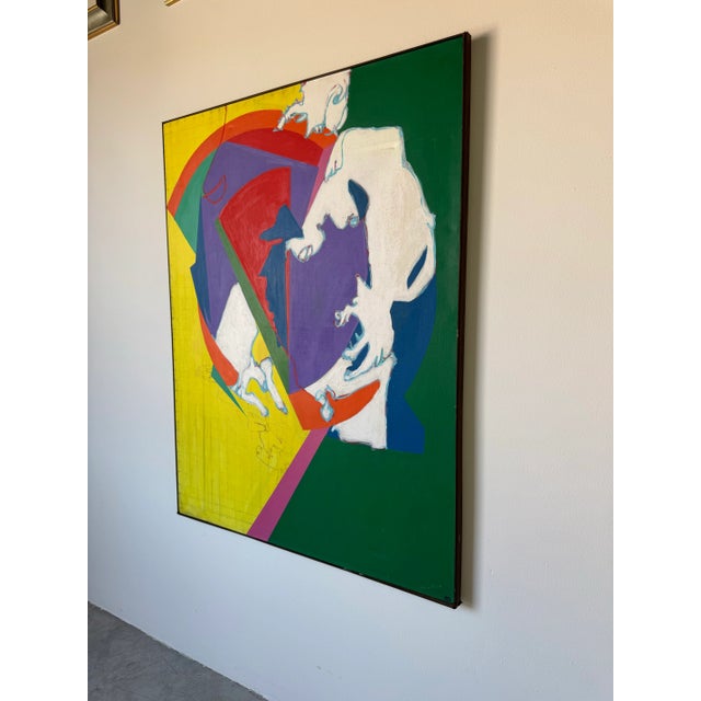 1960s Large Vintage Helen Stein Colorful Expressionist Abstract Acrylic on Canvas Painting – Signed For Sale - Image 5 of 12