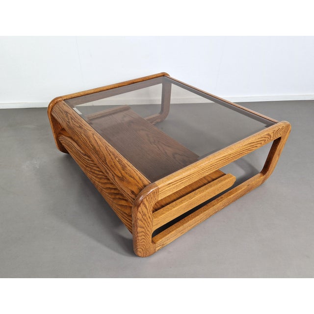 Mid-Century Modern Vintage Coffee Table in Oak by Lou Hodges, 1970s For Sale - Image 3 of 13