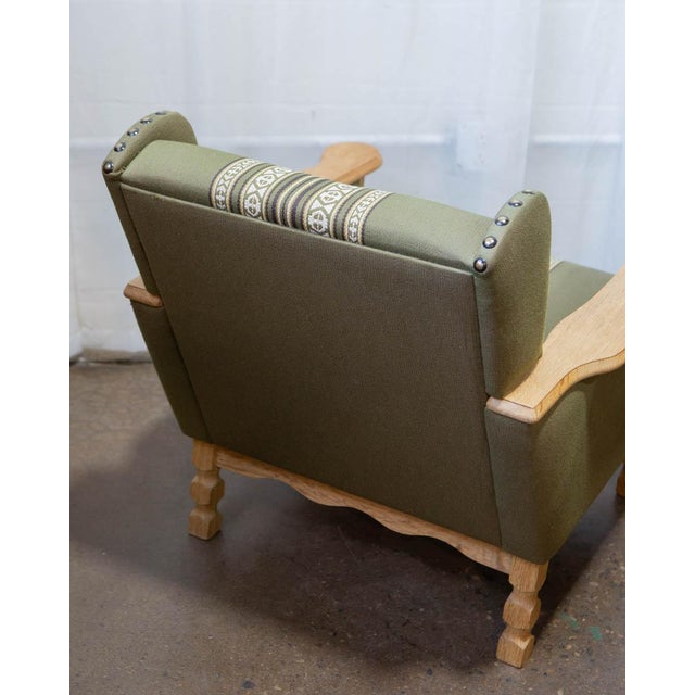 Pair of Attributed to Henning Kjærnulf Danish Oak Lounge Chairs With Ottoman, C. 1960s For Sale - Image 11 of 18