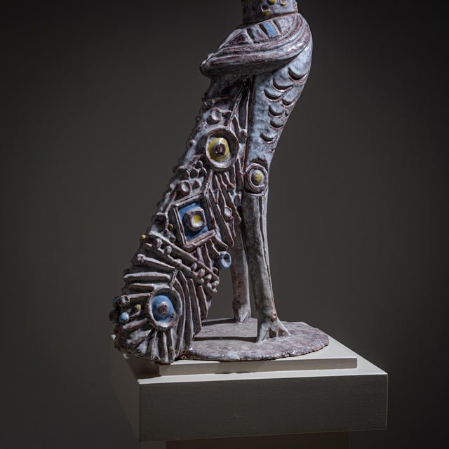 Ceramic Terracotta Peacock by Mitri Giovan Battista (1915–2000), Venice, Italy, 1950s For Sale - Image 7 of 10