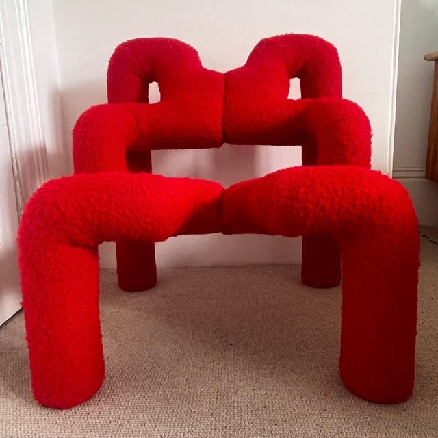 Red Ekstrem Lounge Chair by Terje Ekstrom, 1980s For Sale - Image 4 of 8