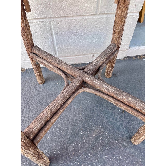 Vintage Adirondack Willow Twig Parcheesi Game Table With Painted Board For Sale - Image 4 of 7