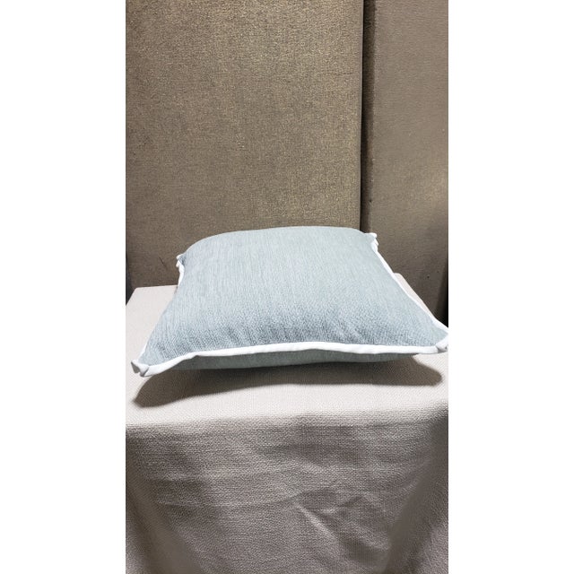Contemporary Lee Jofa Penrose Texture Aqua Fabric Pillow Cover For Sale - Image 3 of 3