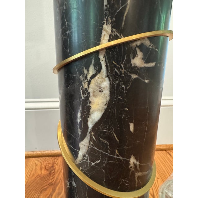 Baker Furniture Black Marble Ring Table Lamp by Thomas Pheasant- Set of 2 For Sale - Image 9 of 11