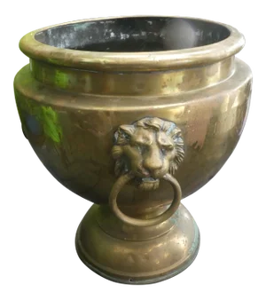 19th Century French Brass Planter With Lion's Heads