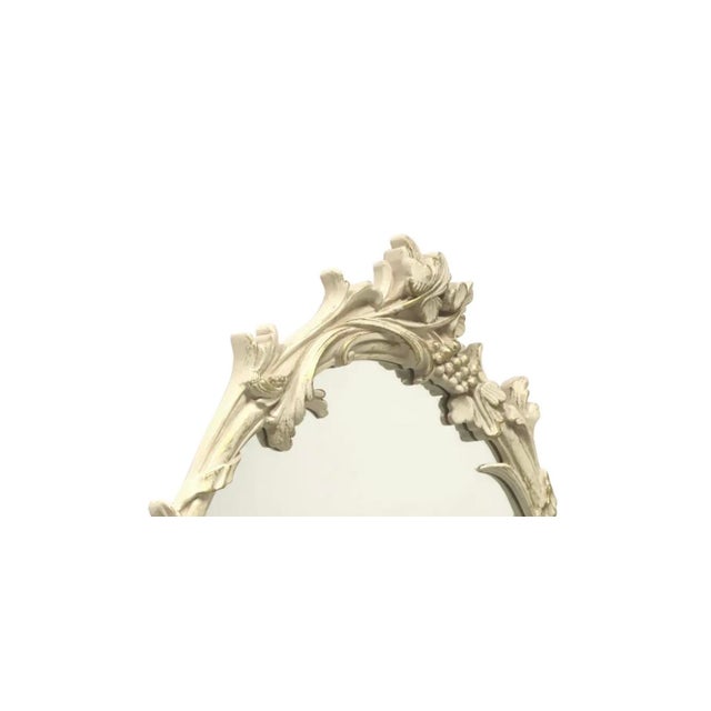 Rococo Vintage Carolina Mirror, Cream Oval Floral & Leaf Wall Mirror With Gold Highlights For Sale - Image 3 of 12