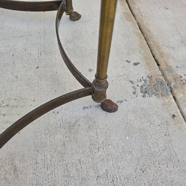 Vintage Labarge Side Tables Brass Glass Hoof Footed Octagonal Pair For Sale In Miami - Image 6 of 12
