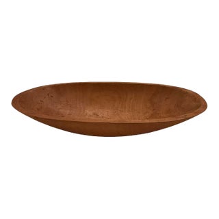 Vintage Primitive 17 3/4” Wooden Oval Dough or Trencher Bowl For Sale