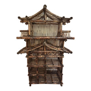 1960s Very Large Bamboo Pagoda Shelf For Sale