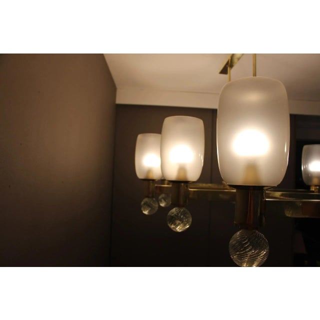 Vintage Large Brass & Grey Murano Glass Oval Chandelier For Sale - Image 16 of 18