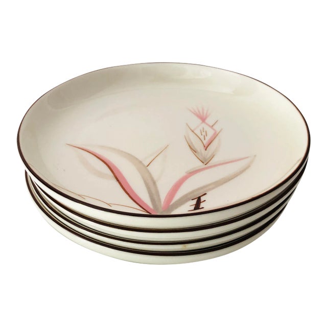 Vintage MCM Winfield California Hand Crafted China "Dragon Flower" Salad Plates S/4 For Sale