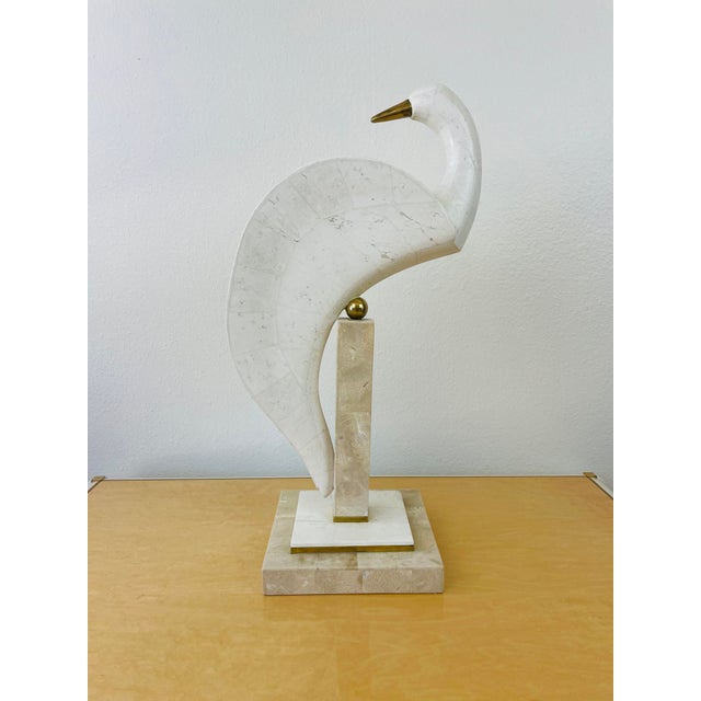 Vintage 1980s Pair of Maitland Smith Tessellated Stone Stylized Bird Statues For Sale - Image 12 of 15