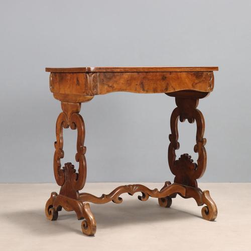 Brown Louis Philippe Writing Desk in Walnut and Walnut Burl For Sale - Image 8 of 9