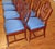 1990s 1990s Set of 8 Regency Style Solid Mahogany Fleur-De-Lis Blue Fabric Dining Chairs For Sale - Image 5 of 18