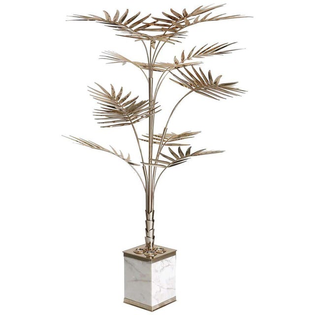 Palm Tree Floor Lamp in Brass with Marble Base For Sale - Image 6 of 6