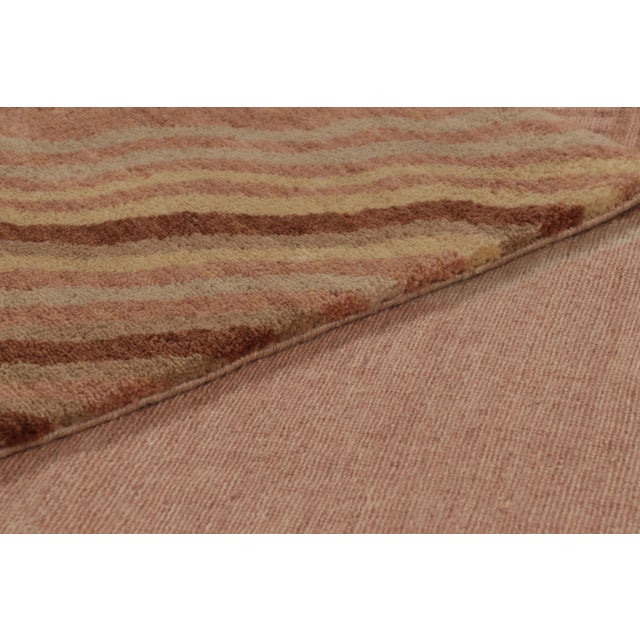 Beige Rug & Kilim’s French Art Deco Style Rug in Beige & Pink With Stylized Skyscraper For Sale - Image 8 of 8