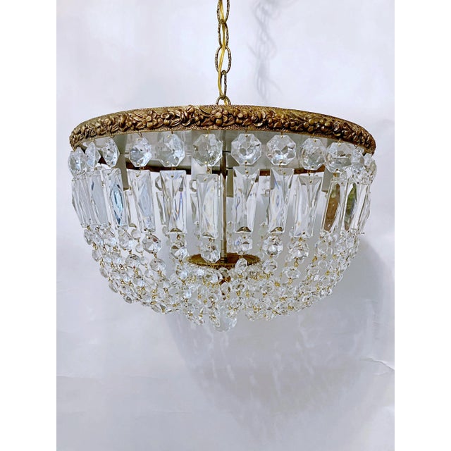 Vintage 1960s Italian Brass Basket Chandelier For Sale - Image 9 of 9