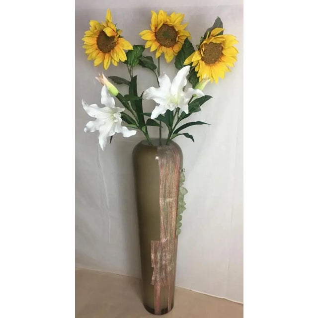 Glass Art Deco Etched Glass Floor Vase by Anatole Riecke, France For Sale - Image 7 of 11