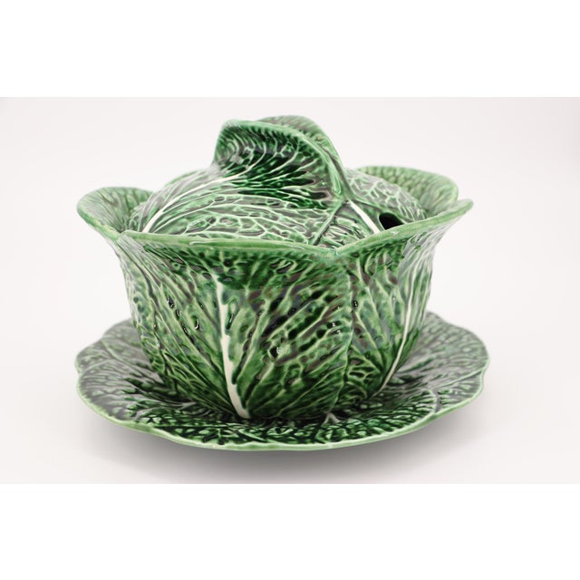 1950s Bordallo Pinheiro Large Cabbage Tureen and Underplate, Portuguese For Sale - Image 6 of 15