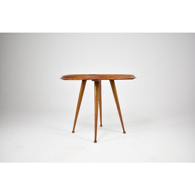 1950s Vintage Italian Scalloped Cherry Side Table Attributed to Paolo Buffa, 1950s For Sale - Image 5 of 10