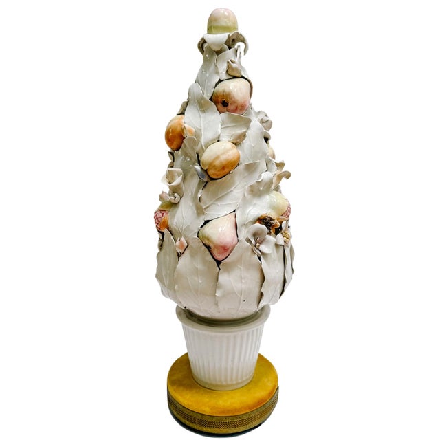 Mid-Century Italian Porcelain Pastel Fruit Topiaries & Table Lamp Conversions by Ardalt For Sale In San Diego - Image 6 of 18