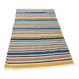 3ft 9in × 6ft 5in Flat Woven Striped Area Rug For Sale