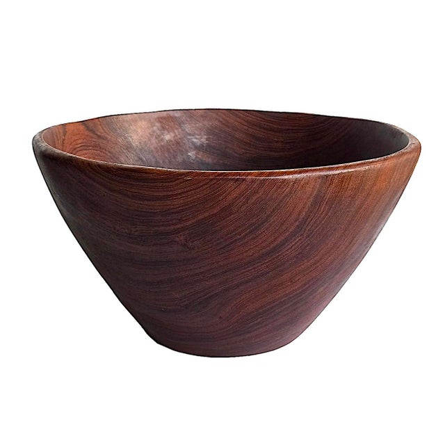 Mid 20th Century Large Hand Turned Teak Wood Bowl For Sale In Miami - Image 6 of 14