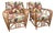 Pair of Mid-Century Rattan Lounge Chairs With Tropical Botanical Upholstery For Sale