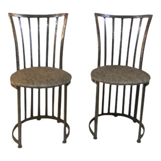 1960s Shaver Howard Moder Slatted Brushed Steel Chairs - A Pair For Sale