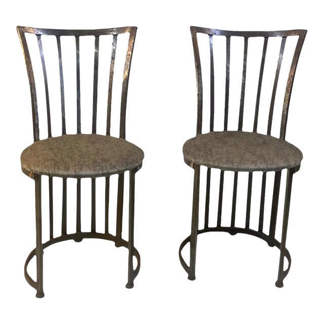1960s Shaver Howard Moder Slatted Brushed Steel Chairs - A Pair For Sale